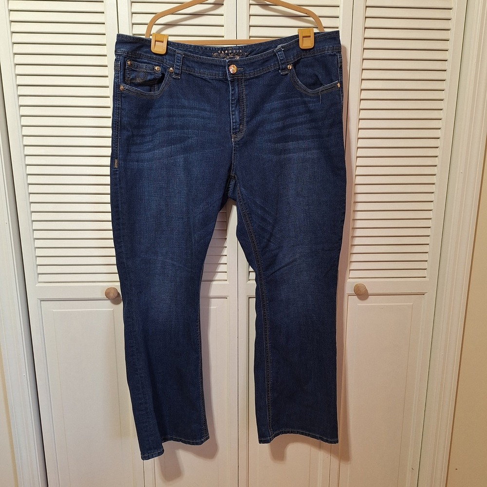 Melissa McCarthy Seven7 Classi Leg Jeans Dark Wash Blue Denim 26W